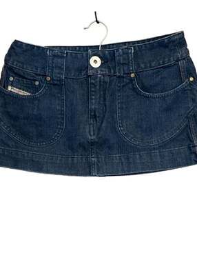 Diesel Y2k Blue Denim Micro Mini Skirt Size 27